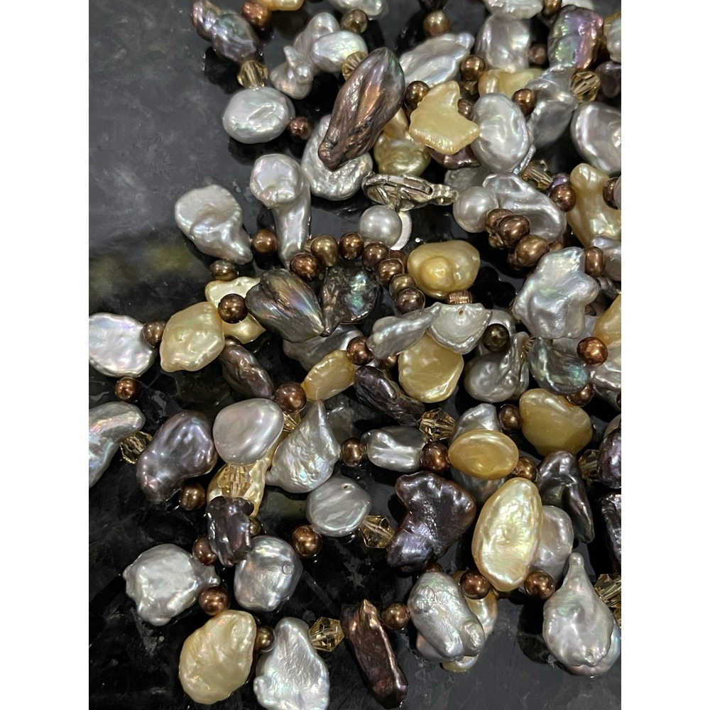 Lucas Lameth LUC 925 Baroque Freshwater Pearl 2 Strand Statement Necklace - Picture 3 of 16